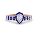 Load image into Gallery viewer, pear-shaped-sapphire-halo-wedding-ring-set-in-rose-gold-FD8523PEGSABL-NL-RG