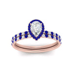 Load image into Gallery viewer, pear-shaped-sapphire-halo-wedding-ring-set-in-rose-gold-FD8523PEGSABL-NL-RG