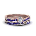 Load image into Gallery viewer, pear-shaped-simple-diamond-twisted-vine-bridal-ring-sets-with-blue-sapphire-in-14K-rose-gold-FD8233PEGSABL-NL-RG
