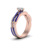Load image into Gallery viewer, pear-shaped-simple-diamond-twisted-vine-bridal-ring-sets-with-blue-sapphire-in-14K-rose-gold-FD8233PEGSABL-NL-RG
