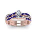Load image into Gallery viewer, pear-shaped-simple-diamond-twisted-vine-bridal-ring-sets-with-blue-sapphire-in-14K-rose-gold-FD8233PEGSABL-NL-RG
