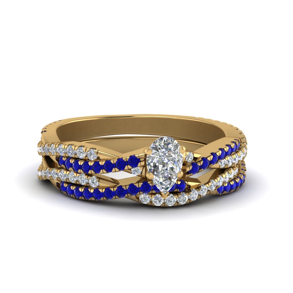 pear-shaped-simple-diamond-twisted-vine-bridal-ring-sets-with-blue-sapphire-in-14K-yellow-gold-FD8233PEGSABL-NL-YG