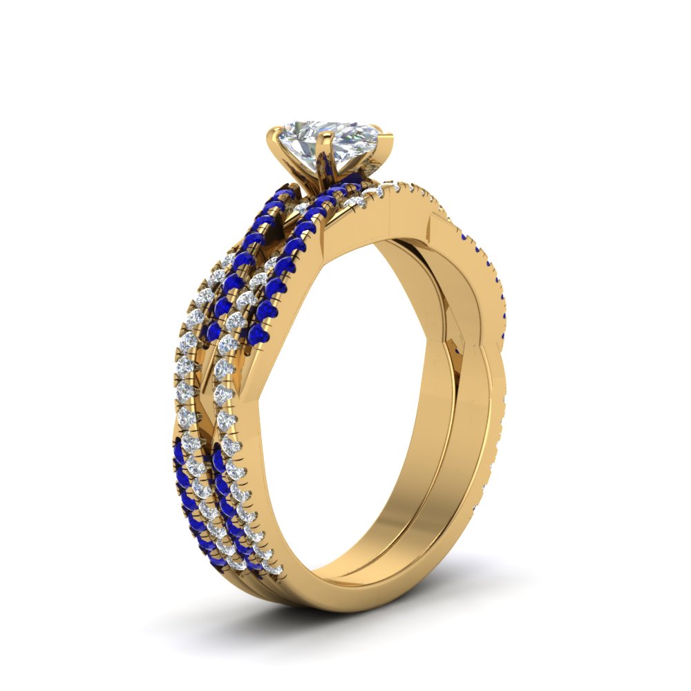 pear-shaped-simple-diamond-twisted-vine-bridal-ring-sets-with-blue-sapphire-in-14K-yellow-gold-FD8233PEGSABL-NL-YG