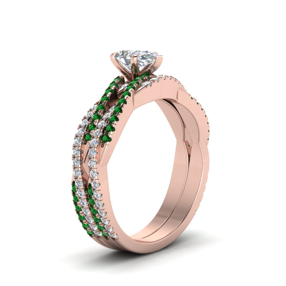 pear-shaped-simple-diamond-twisted-vine-bridal-ring-sets-with-emerald-in-14K-rose-gold-FD8233PEGEMGR-NL-RG
