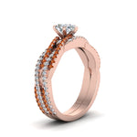 Load image into Gallery viewer, pear-shaped-simple-diamond-twisted-vine-bridal-ring-sets-with-orange-sapphire-in-14K-rose-gold-FD8233PEGSAOR-NL-RG

