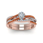 Load image into Gallery viewer, pear-shaped-simple-diamond-twisted-vine-bridal-ring-sets-with-orange-sapphire-in-14K-rose-gold-FD8233PEGSAOR-NL-RG
