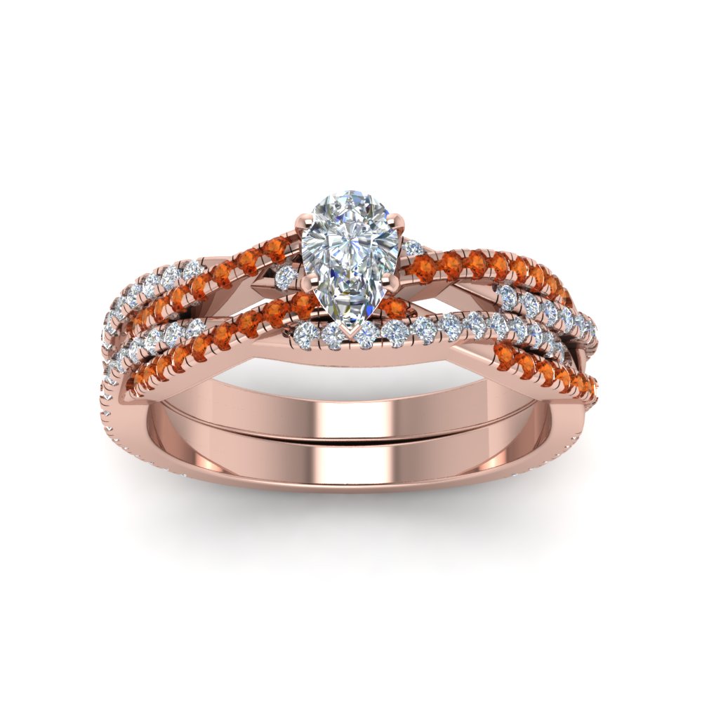 pear-shaped-simple-diamond-twisted-vine-bridal-ring-sets-with-orange-sapphire-in-14K-rose-gold-FD8233PEGSAOR-NL-RG