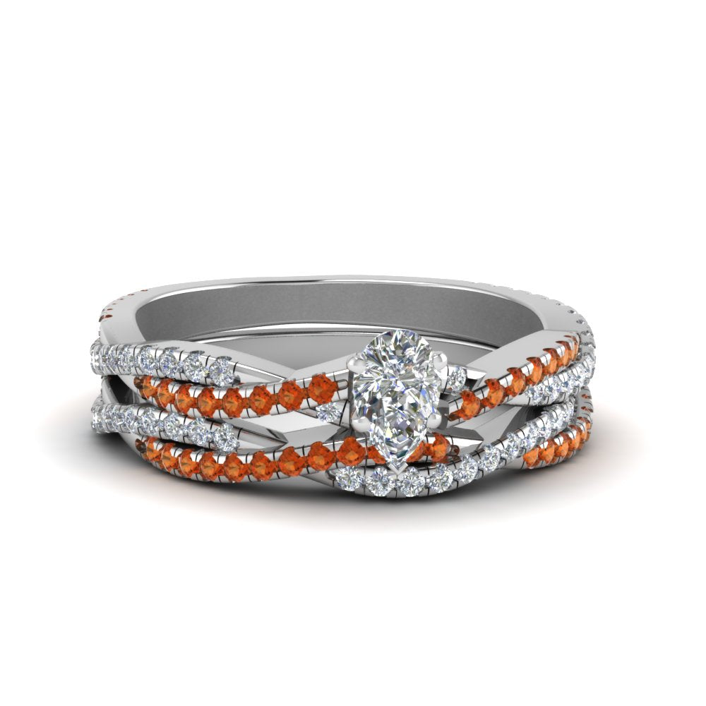 pear-shaped-simple-diamond-twisted-vine-bridal-ring-sets-with-orange-sapphire-in-14K-white-gold-FD8233PEGSAOR-NL-WG