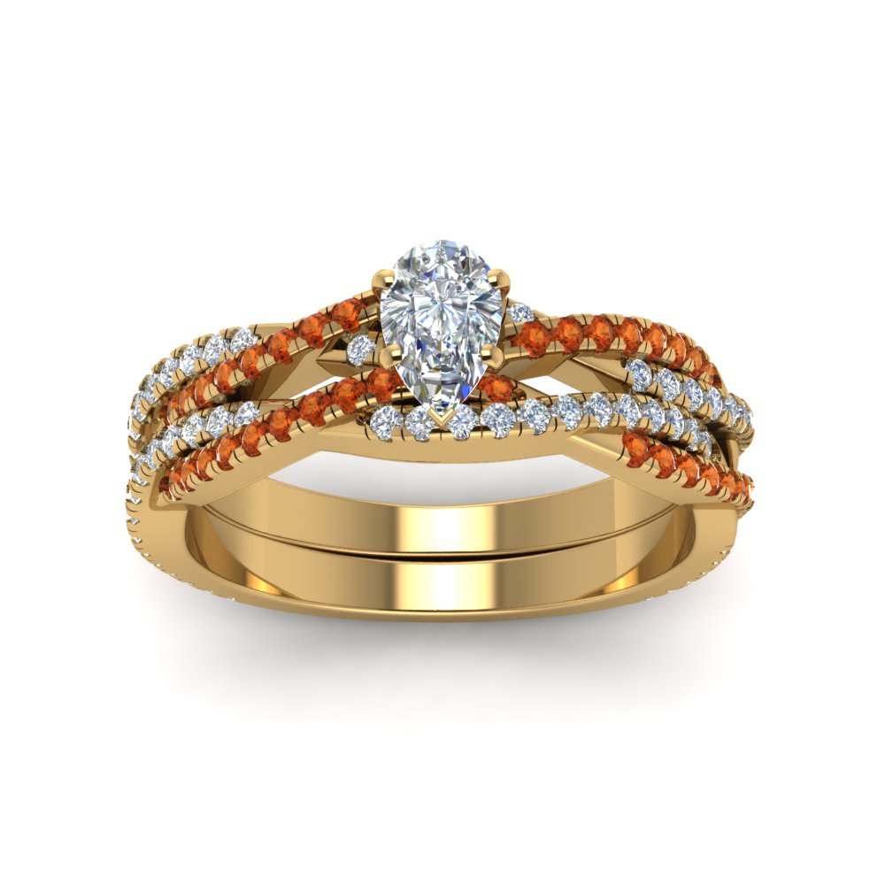 pear-shaped-simple-diamond-twisted-vine-bridal-ring-sets-with-orange-sapphire-in-14K-yellow-gold-FD8233PEGSAOR-NL-YG