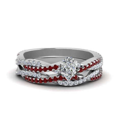 pear-shaped-simple-diamond-twisted-vine-bridal-ring-sets-with-ruby-in-14K-white-gold-FD8233PEGRUDR-NL-WG