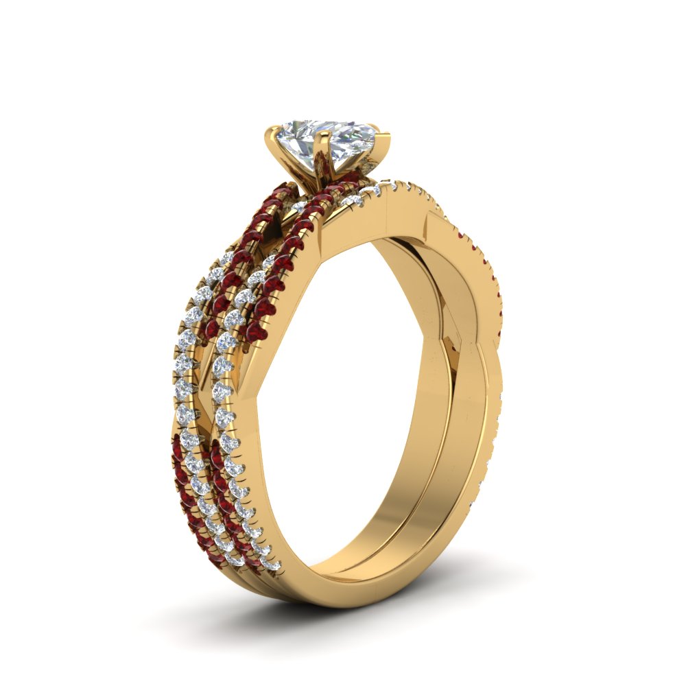 pear-shaped-simple-diamond-twisted-vine-bridal-ring-sets-with-ruby-in-14K-yellow-gold-FD8233PEGRUDR-NL-YG