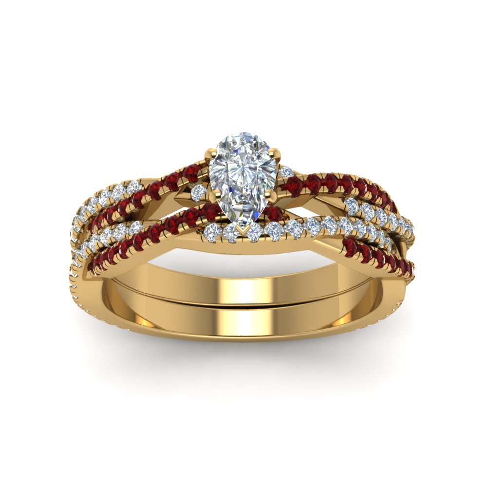 pear-shaped-simple-diamond-twisted-vine-bridal-ring-sets-with-ruby-in-14K-yellow-gold-FD8233PEGRUDR-NL-YG