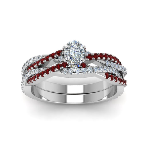 pear-shaped-simple-diamond-twisted-vine-bridal-ring-sets-with-ruby-in-950-Platinum-FD8233PEGRUDR-NL-WG