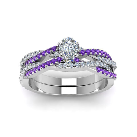 pear-shaped-simple-diamond-twisted-vine-bridal-ring-sets-with-violac-topaz-in-950-Platinum-FD8233PEGVITO-NL-WG