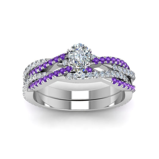 pear-shaped-simple-diamond-twisted-vine-bridal-ring-sets-with-violac-topaz-in-950-Platinum-FD8233PEGVITO-NL-WG