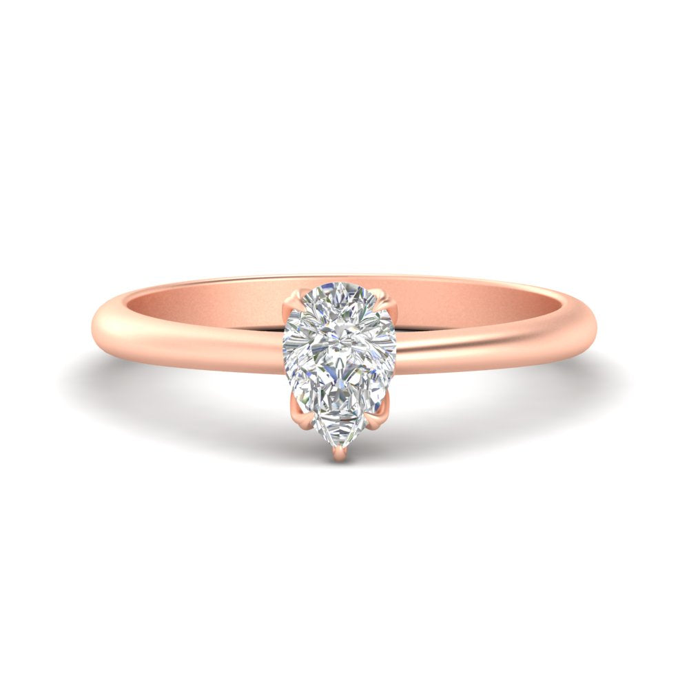 Pear Shaped Solitaire Cathedral Ring