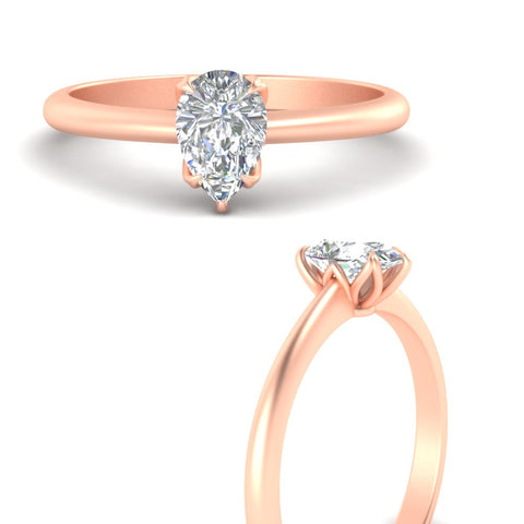 Pear Shaped Solitaire Cathedral Ring