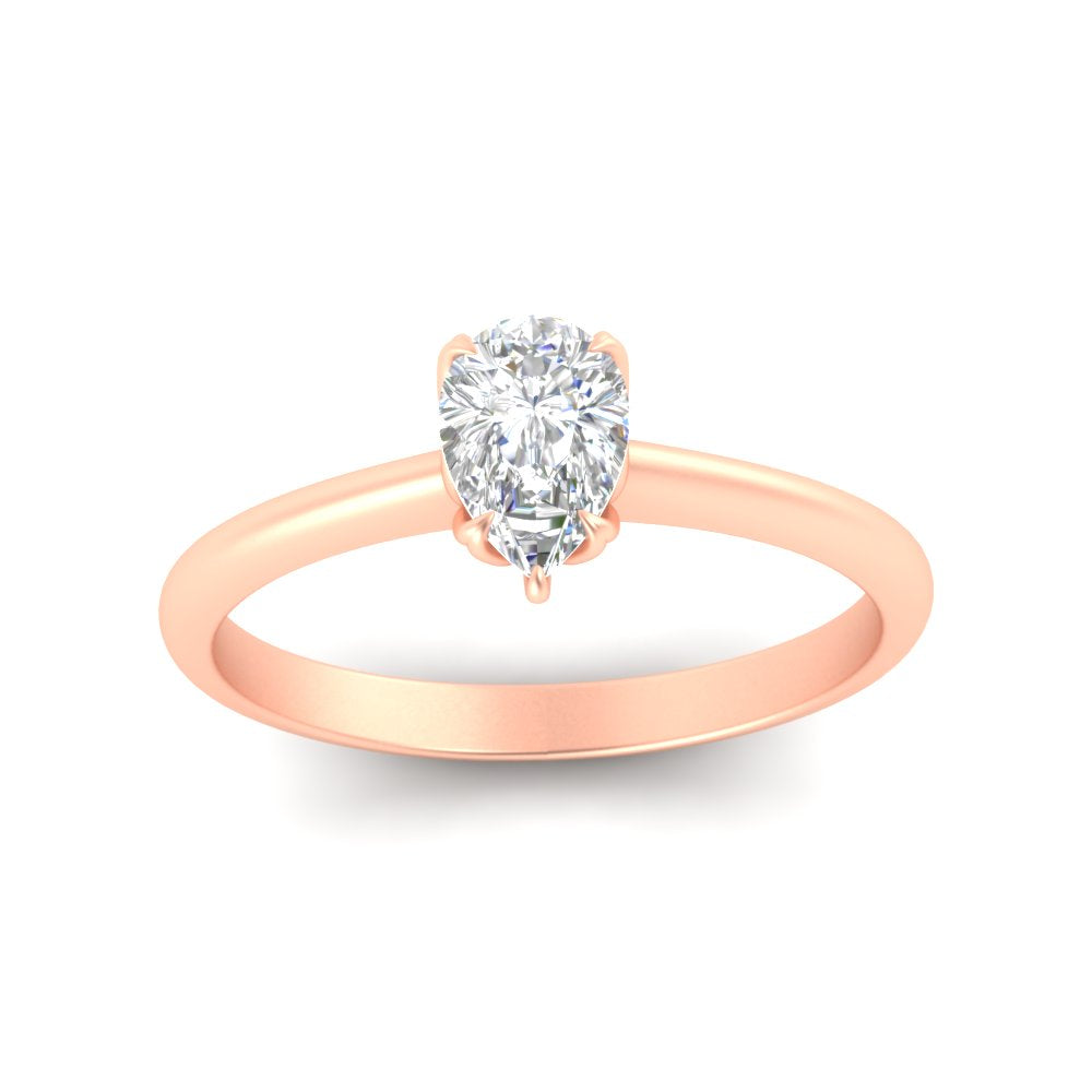 Pear Shaped Solitaire Cathedral Ring
