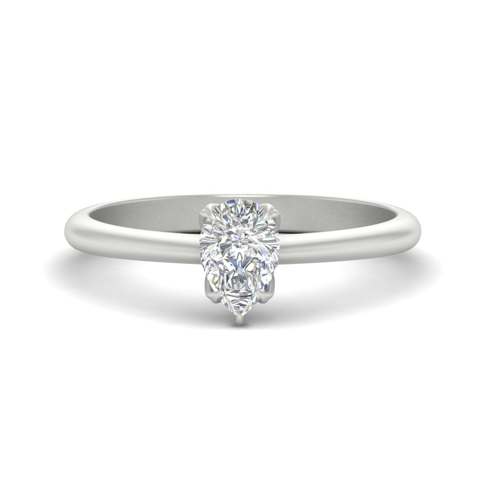 Pear Shaped Solitaire Cathedral Ring
