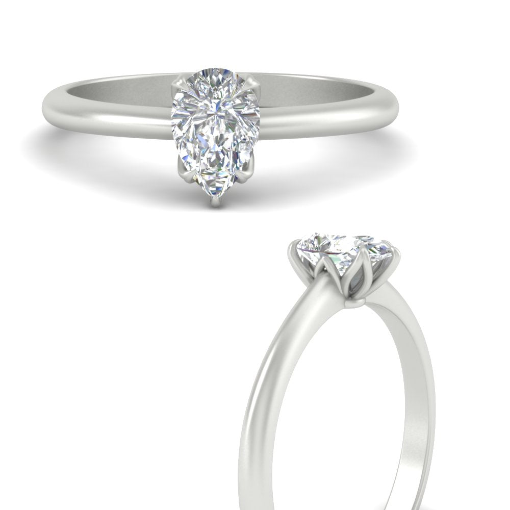 Pear Shaped Solitaire Cathedral Ring
