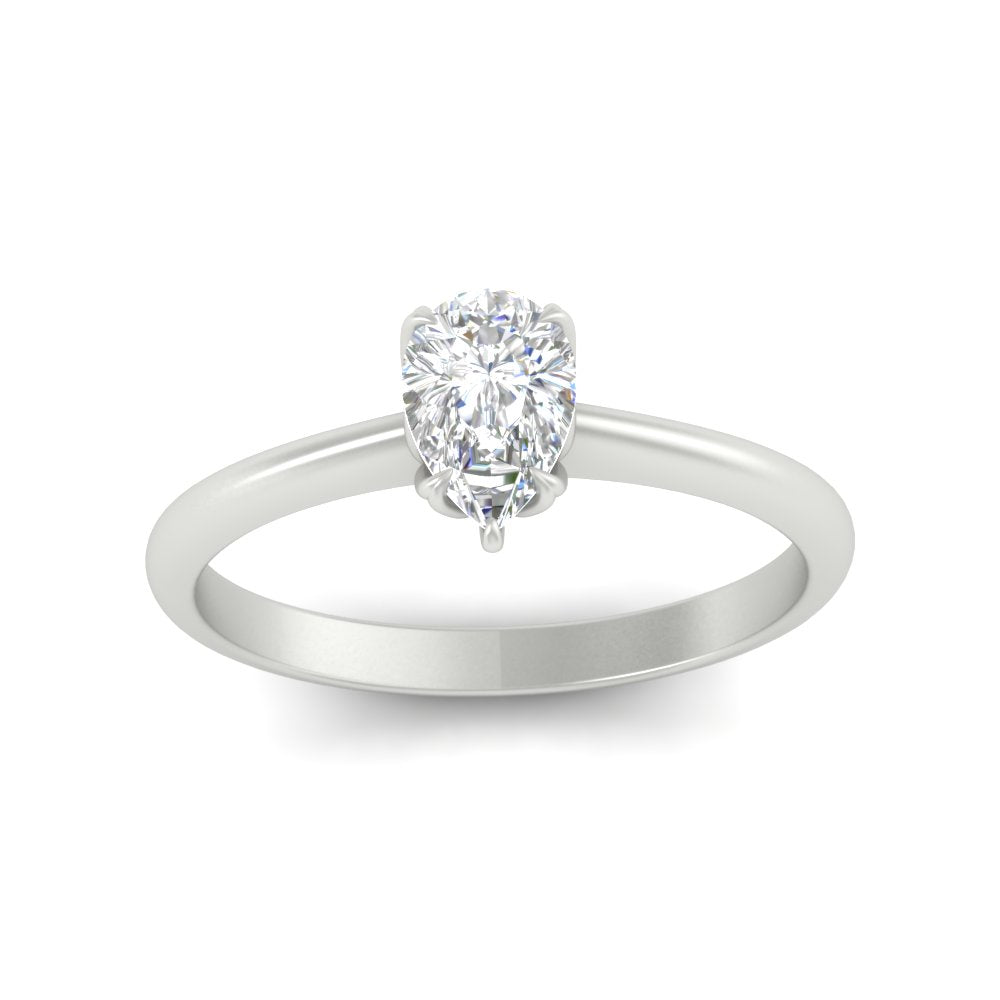 Pear Shaped Solitaire Cathedral Ring