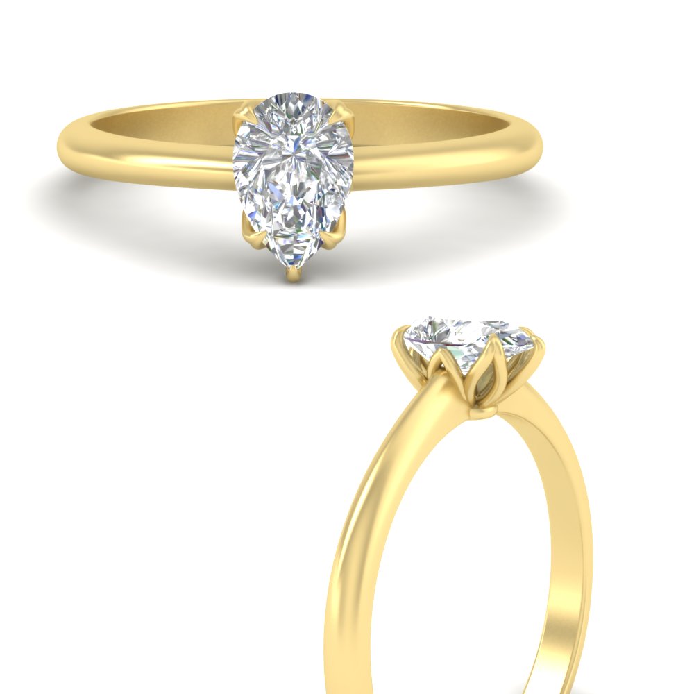 Pear Shaped Solitaire Cathedral Ring