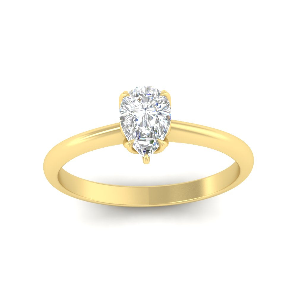 Pear Shaped Solitaire Cathedral Ring