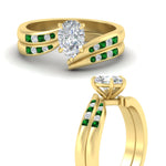 Load image into Gallery viewer, pear-shaped-swirl-channel-diamond-bridal-set-with-emerald-in-yellow-gold-FDENS4028PEGEMGR-NL-YG.jpg
