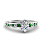 Load image into Gallery viewer, pear-shaped-swirl-engraved-channel-accent-diamond-engagement-ring-with-emerald-in-FD122866PERGEMGR-NL-WG
