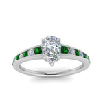 Load image into Gallery viewer, pear-shaped-swirl-engraved-channel-accent-diamond-engagement-ring-with-emerald-in-FD122866PERGEMGR-NL-WG
