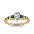 Thumbnail 46 - pear-shaped-swirl-engraved-channel-accent-diamond-engagement-ring-with-emerald-in-FD122866PERGEMGR-NL-YG