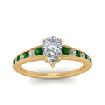 Load image into Gallery viewer, pear-shaped-swirl-engraved-channel-accent-diamond-engagement-ring-with-emerald-in-FD122866PERGEMGR-NL-YG
