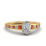 Load image into Gallery viewer, pear-shaped-swirl-engraved-channel-accent-diamond-engagement-ring-with-orange-sapphire-in-FD122866PERGSAOR-NL-YG

