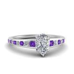 Load image into Gallery viewer, pear-shaped-swirl-engraved-channel-accent-diamond-engagement-ring-with-purple-topaz-in-FD122866PERGVITO-NL-WG
