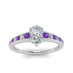 Load image into Gallery viewer, pear-shaped-swirl-engraved-channel-accent-diamond-engagement-ring-with-purple-topaz-in-FD122866PERGVITO-NL-WG
