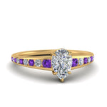 Load image into Gallery viewer, pear-shaped-swirl-engraved-channel-accent-diamond-engagement-ring-with-purple-topaz-in-FD122866PERGVITO-NL-YG
