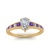 Load image into Gallery viewer, pear-shaped-swirl-engraved-channel-accent-diamond-engagement-ring-with-purple-topaz-in-FD122866PERGVITO-NL-YG