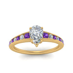 Load image into Gallery viewer, pear-shaped-swirl-engraved-channel-accent-diamond-engagement-ring-with-purple-topaz-in-FD122866PERGVITO-NL-YG
