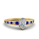 Load image into Gallery viewer, pear-shaped-swirl-engraved-channel-accent-diamond-engagement-ring-with-sapphire-in-FD122866PERGSABL-NL-YG
