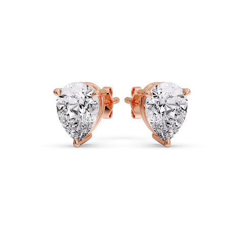 One Carat Diamond Pear Cut 3 Prong Earring
