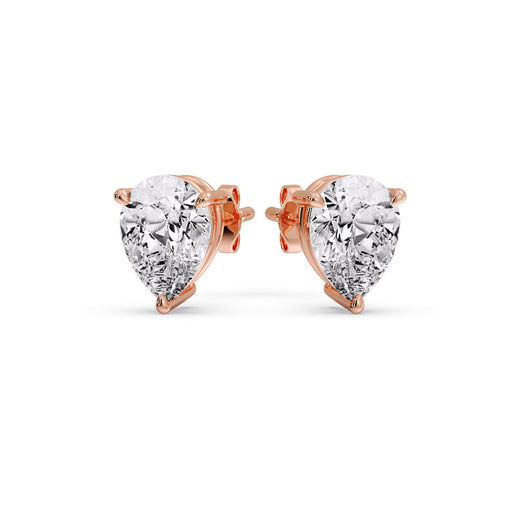 One Carat Diamond Pear Cut 3 Prong Earring