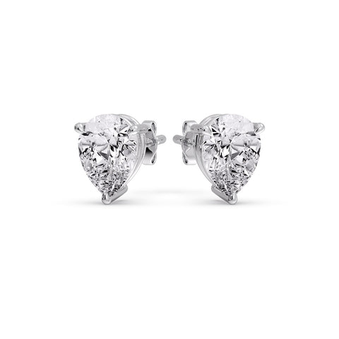 One Carat Diamond Pear Cut 3 Prong Earring