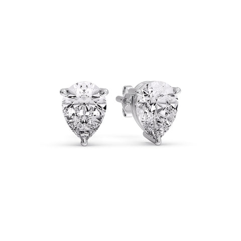One Carat Diamond Pear Cut 3 Prong Earring