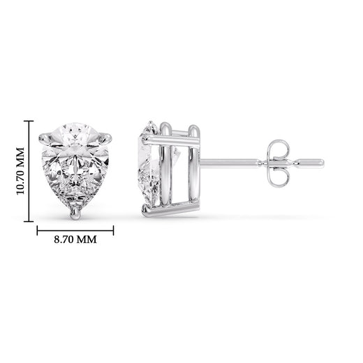One Carat Diamond Pear Cut 3 Prong Earring