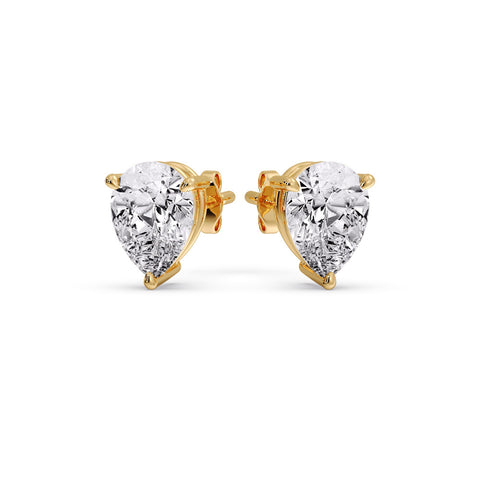 One Carat Diamond Pear Cut 3 Prong Earring
