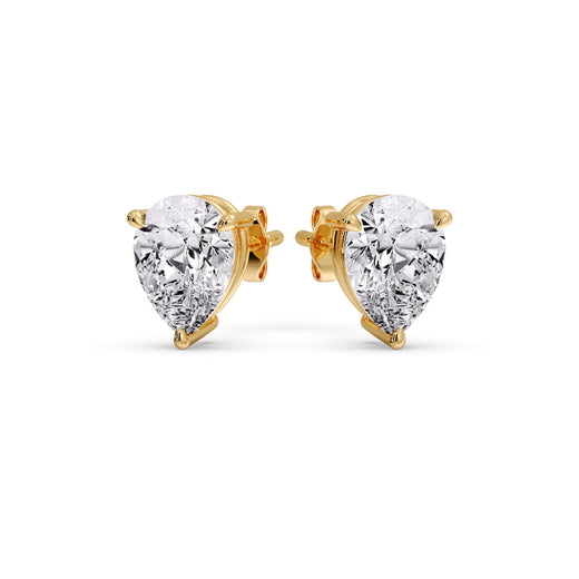 One Carat Diamond Pear Cut 3 Prong Earring