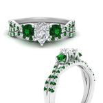 Load image into Gallery viewer, pear-shaped-twisted-floral-prong-emerald-wedding-set-in-white-gold-FD10257PEGEMGR-ANGLE3-NL-WG?v=1756360036
