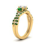 Load image into Gallery viewer, pear-shaped-twisted-floral-prong-emerald-wedding-set-in-yellow-gold-FD10257PEGEMGR-ANGLE2-NL-YG?v=1756360036
