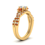 Load image into Gallery viewer, pear-shaped-twisted-floral-prong-orange-sapphire-wedding-set-in-yellow-gold-FD10257PEGSAOR-ANGLE2-NL-YG?v=1756360037

