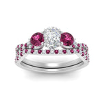 Load image into Gallery viewer, pear-shaped-twisted-floral-prong-pink-sapphire-wedding-set-in-white-gold-FD10257PEGSADRPI-ANGLE5-NL-WG?v=1756360037
